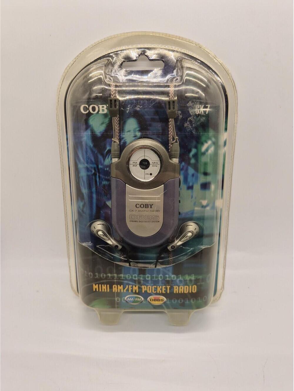 Vintage AM/FM Radio Blue Headphones Portable Personal Clip 2000s Street Fashion
